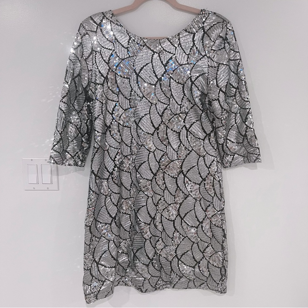 Arden B Silver Sequin Mini Dress Women’s XL - Picture 1 of 8